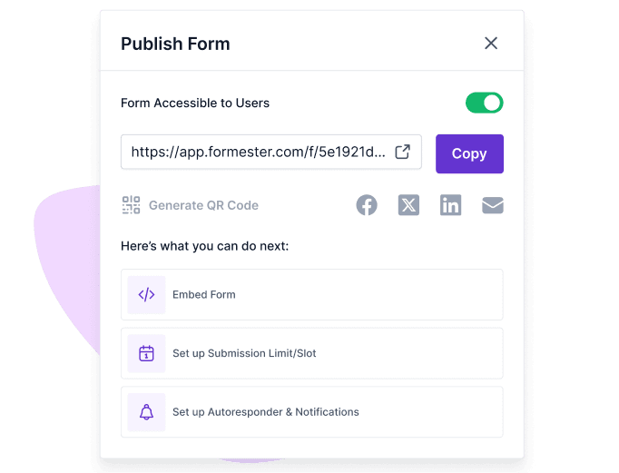 a screenshot of formester's form sharing ui