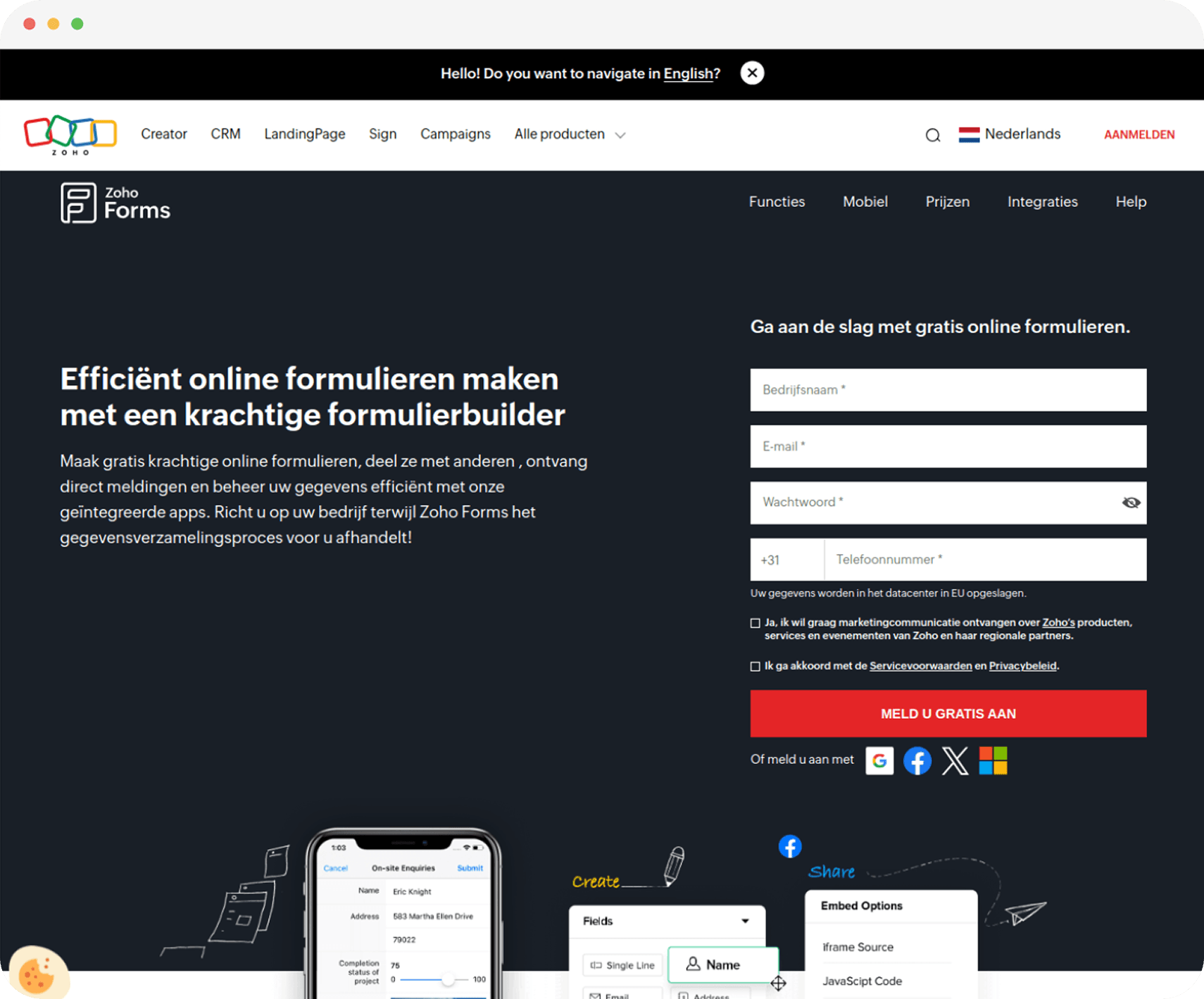 a screenshot of zoho forms
