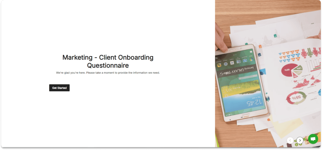 a screenshot of client onboarding form