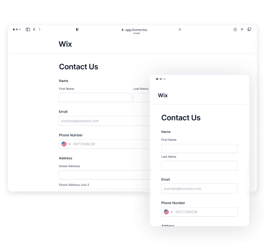 screenshot of a wix form builder