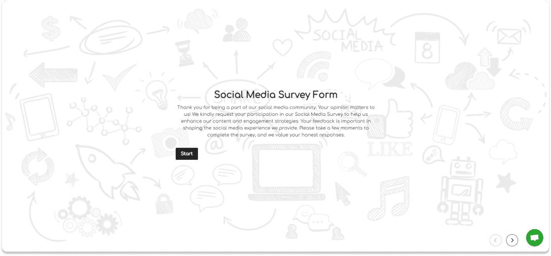 a screenshot of survey form