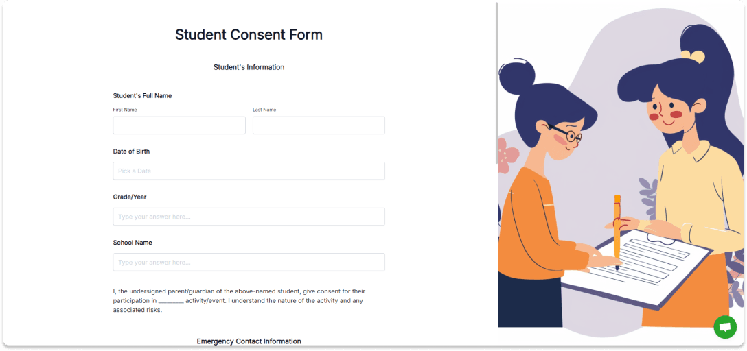 a screenshot of consent form